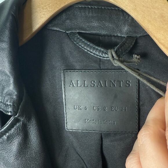 All Saints Conroy Leather Biker Jacket 2 - Picture 5 of 13